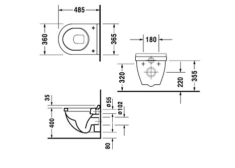 Подвесной унитаз Duravit Starck 3 22020900001-WG