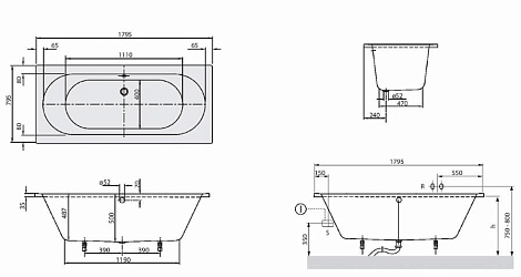 Акриловая ванна Villeroy&Boch O.novo 180x80 UBA180CAS2V-01+U99740000