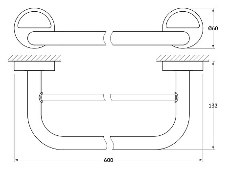 Штанга для полотенца двойная 60 cm FBS Luxia LUX 037