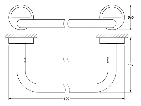 Штанга для полотенца двойная 60 cm FBS Luxia LUX 037