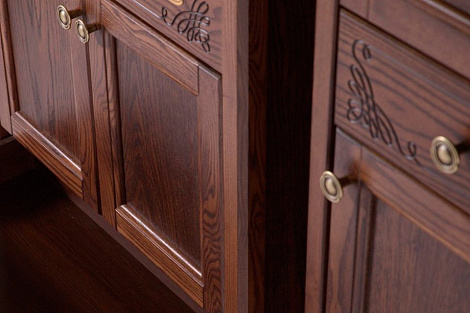 Зеркало ASB-Woodline Салерно 65 с полкой+светильники (9690) антикварный орех