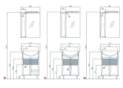 Комплект мебели Aquaton Джимми 57 М L (1A068301DJ010) (Тумба+раковина+зеркало)