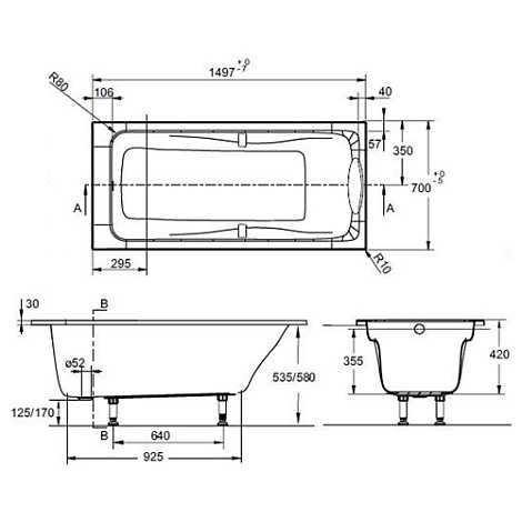 Акриловая ванна Jacob Delafon Odeon Up 150x70 E6060RU-00