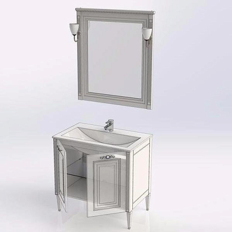 Комплект мебели Aquanet Паола 90 (186382) белый/золото (Тумба+раковина+зеркало)