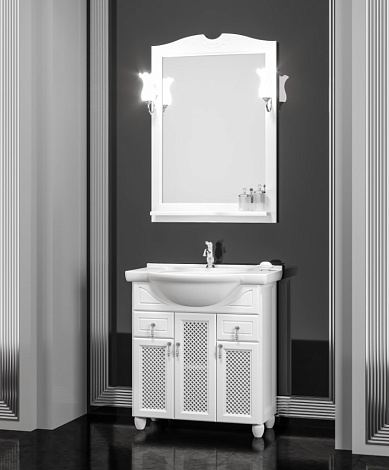Комплект мебели Opadiris Тибет 70 Z0000004192, белый (тумба+раковина+зеркало+2 светильника)