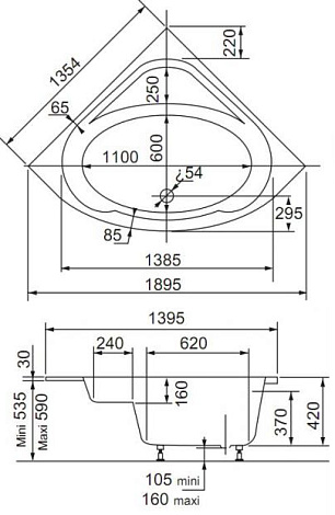 Акриловая ванна Jacob Delafon Domo 135x135 E60223-00