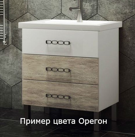 Тумба под раковину Smile Стайл 80 Z0000012275, белый/орегон