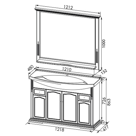 Комплект мебели Aquanet Лагуна 120 (175443) белый (Тумба+раковина+зеркало)