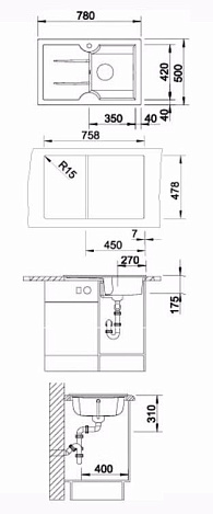 Кухонная мойка Blanco IDESSA 45 S 514498, глянцевый белый
