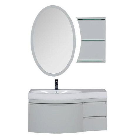 Комплект мебели Aquanet Опера 115 (169448) левотосронний белый (Тумба+раковина+зеркало+панель с полками)