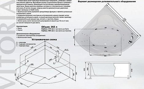 Акриловая ванна Aquanet Vitoria 135x135 204049