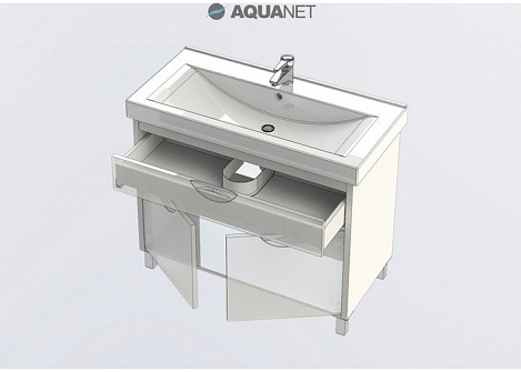 Тумба под раковину Aquanet Гретта 100 (171575) белый/светлый дуб