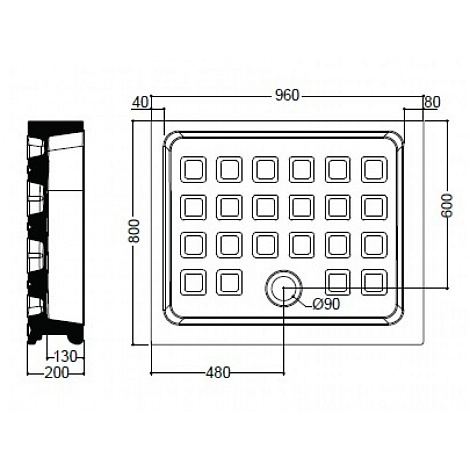 Душевой поддон KERASAN Retro 80*96 1336bi