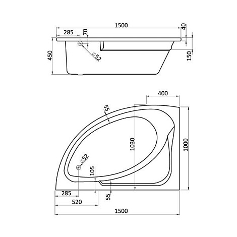 Акриловая ванна Santek Гоа 150x100 1WH112033 L