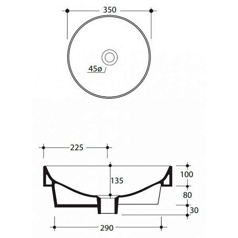 Раковина KERASAN Cento 45 3557bi