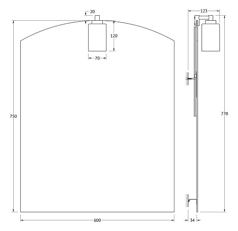 Зеркало со светильником 28 W 60х75 cm ELLUX Tango TAN-A1 0113