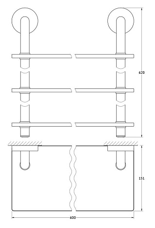 Полка 3-х ярусная 60 cm ELLUX Elegance ELE 043