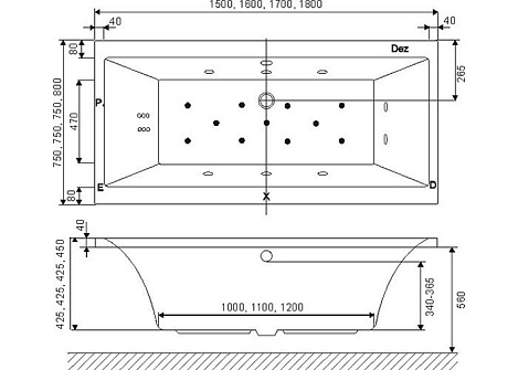 Акриловая ванна Excellent PRYZMAT 150x75 WAEX.PRY15WH