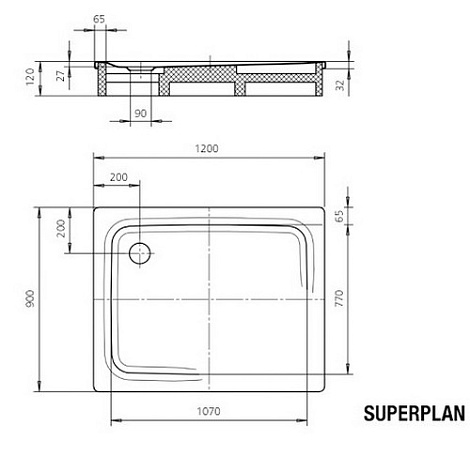 Душевой поддон Kaldewei Superplan 90x120 406-2 (4306 3500 0001)