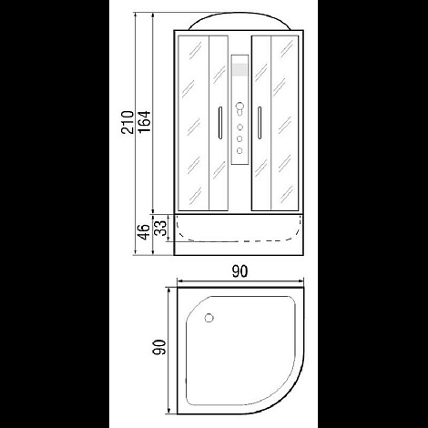 Душевая кабина River Dunay 90/46 TH с гидромассажем
