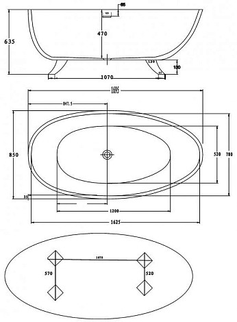 Акриловая ванна BelBagno 170x85 BB42-1700-PERL