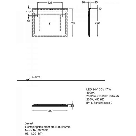 Зеркало Keramag Xeno 807890.000 с подсветкой