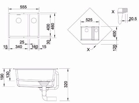 Кухонная мойка Blanco SUBLINE 340/160-U SILGRANIT PuraDur 523551, жемчужный