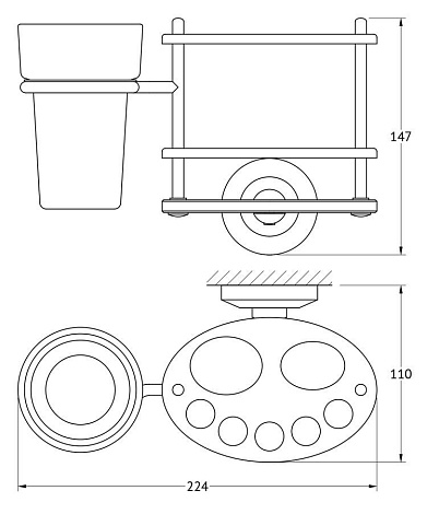 Держатель зубных щеток и пасты со стаканом FBS Standard STA 061