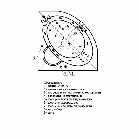 Гидромассаж Акватек Калипсо пневматическое управление стандартные форсунки