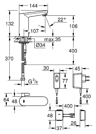 Смеситель для раковины Grohe Eurosmart Cosmopolitan E 36325001