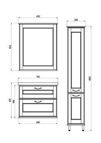 Зеркало ASB-Woodline Прато 70 9645 белый