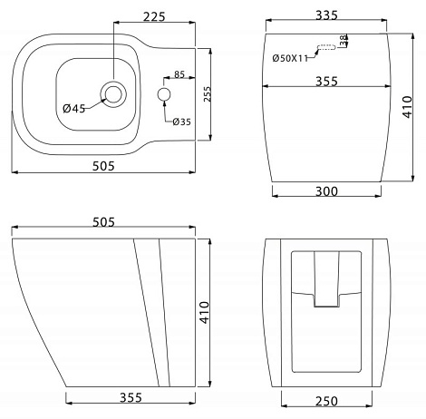 Биде напольное BelBagno Aldina BB114B