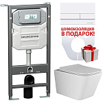 Комплект унитаза с инсталляцией Ceramica Nova Metric CN3007_1002W_1000 с сиденьем и клавишей смыва