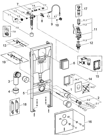 Инсталляция для унитаза Grohe Rapid SL 38722001 с клавишей